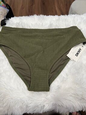 DKNY Olive Textured Bikini Bottoms